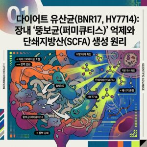 ai thumbnail poster 다이어트 유산균BNR17 HY7714 장내 뚱보균퍼미큐티스 억제와 단쇄지방산SCFA 생성 원리 1787153326